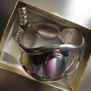 Silver and Pink Bracelet and Pendant Set